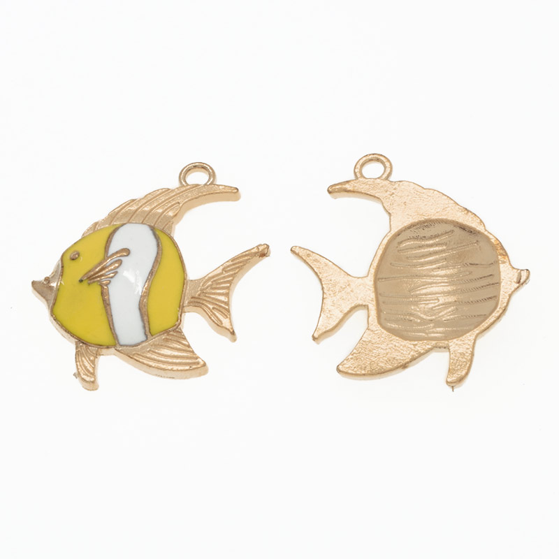 Підвіска метал. Рибка жовта, 28х25 мм, Золото (POD-054690)