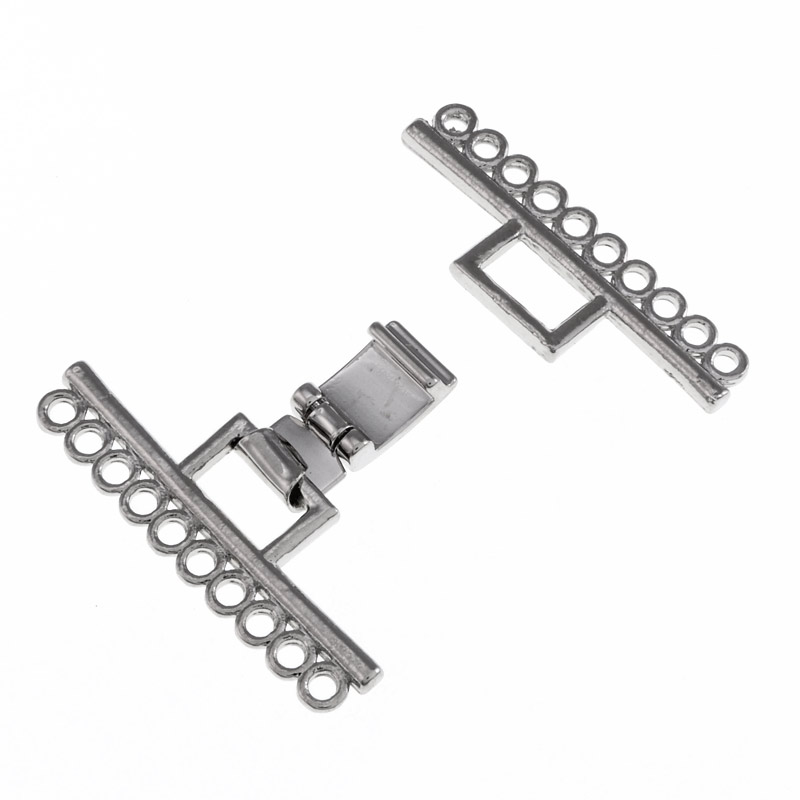 Застёжка на 10 нитей, 24х32 мм, Темное серебро (ZAM-055686)