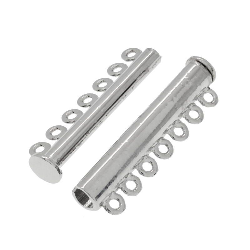 Магнитный замок-слайдер на 7 нитей, 2 сорт, Темное серебро, 41х13,5х7 мм (ZAM-053083)