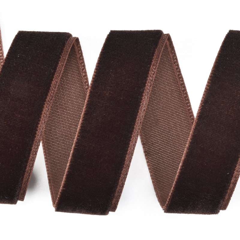 Лента бархатная, 15 мм, Коричневая (LEN-060290)