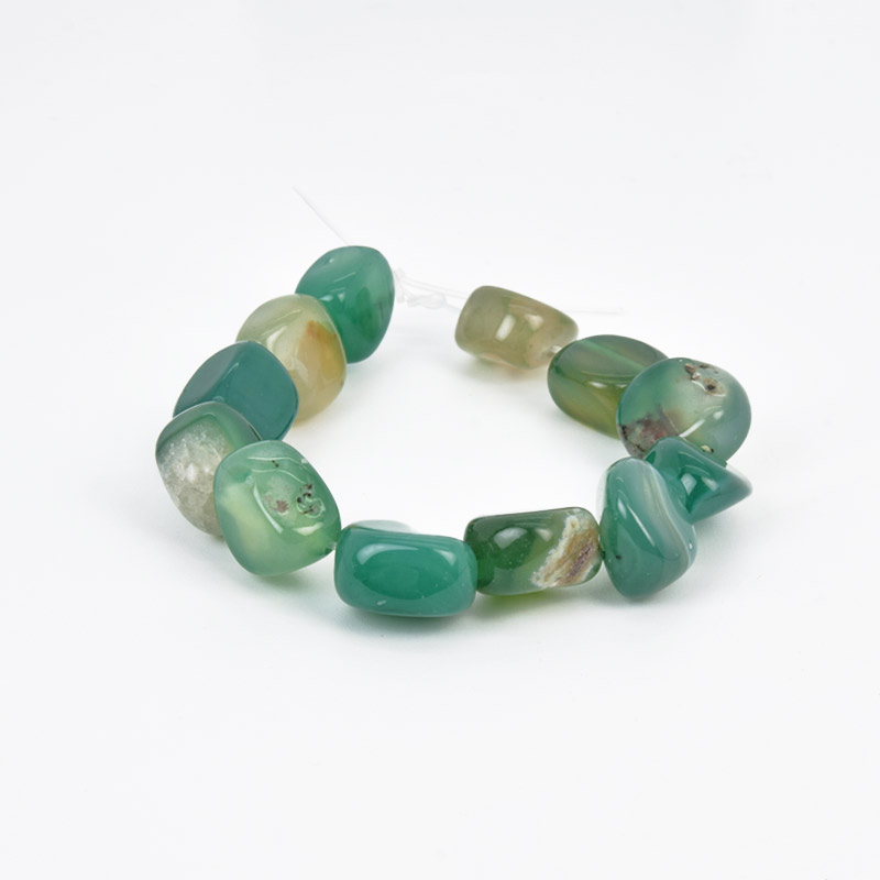 Бусины Агат зеленый, Натур. камень, 13-16 мм, 19 см (BUS-058143)