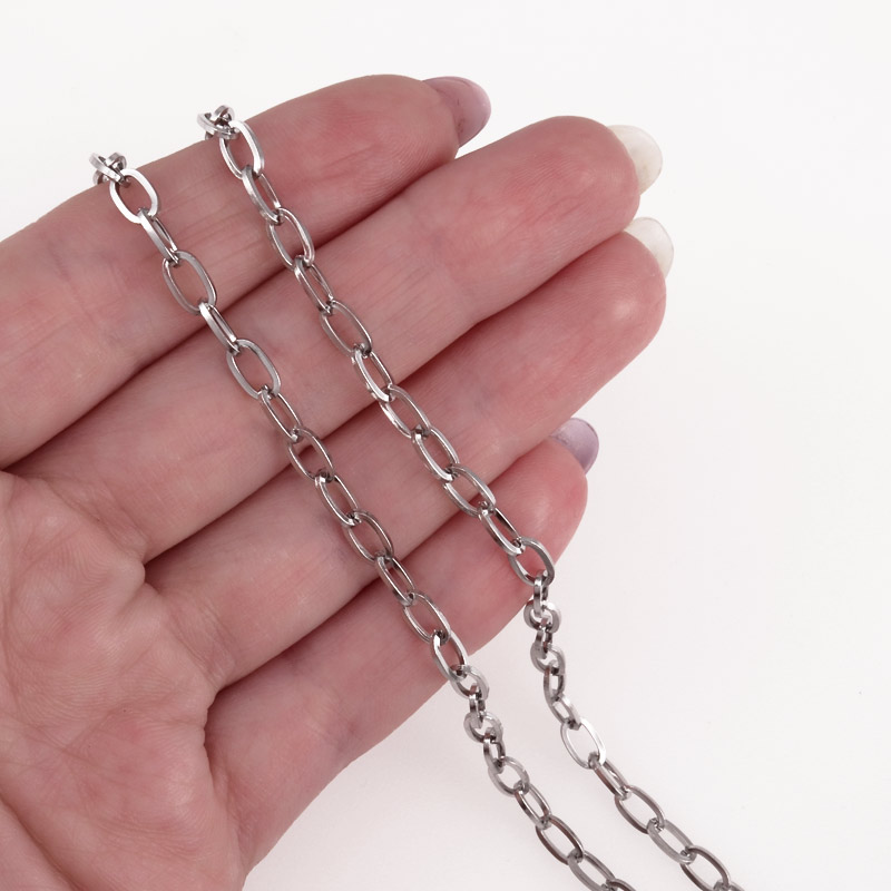 Цепь из нержавеющей стали, 4 мм, Темное серебро (ZEP-055315)