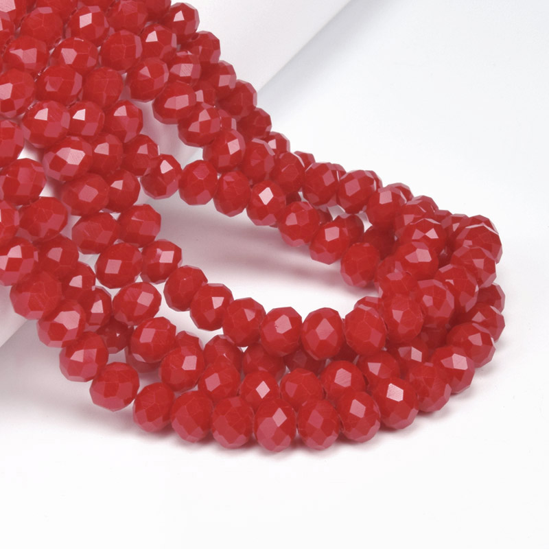 Намистини ронделі, 8х6 мм, Червоні (BUS-057140)