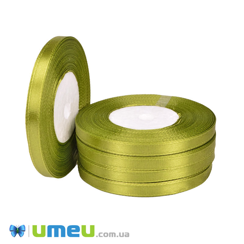 Атласная лента, 6 мм, Оливковая (LEN-050998)