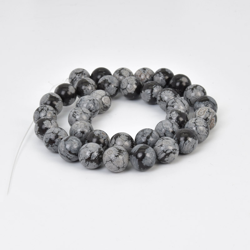 Намистини Сніжний обсидіан, Натур. камінь, 10,5 мм, Круглі (BUS-058001)