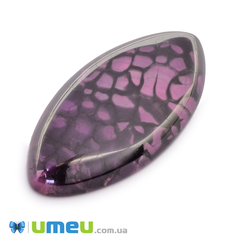 Кабошон нат. камінь Агат Бразильський малиновий, Човен, 39,5х20,1 мм (KAB-042786)