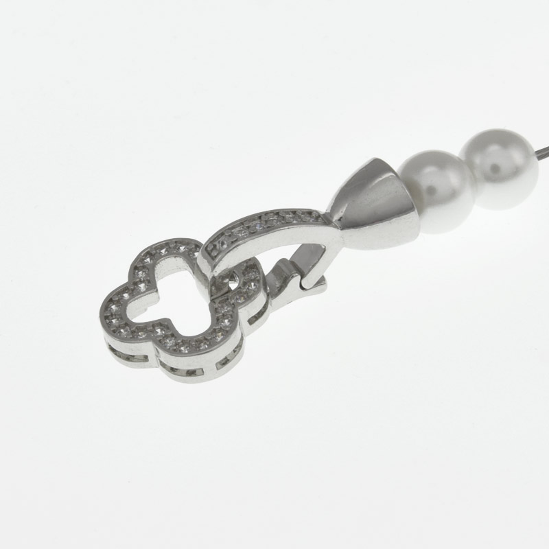 Застібка, 23х12 мм, Латунь з покриттям Родій, Куб. цирконій (ZAM-058449)