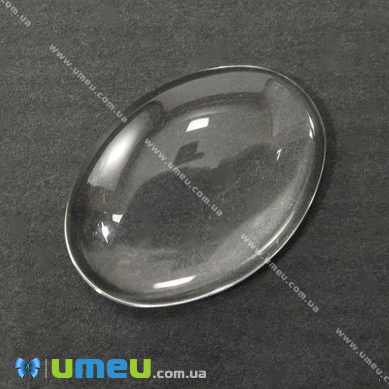 Кабошон скляний Лінза овальна, 35х25 мм, Прозорий (KAB-048670)