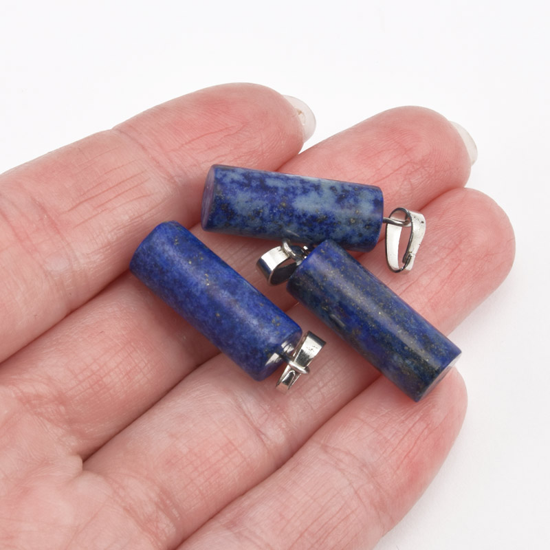Подвеска Цилиндр, Натур. камень Ляпис Лазурит, 26х8 мм (POD-058609)