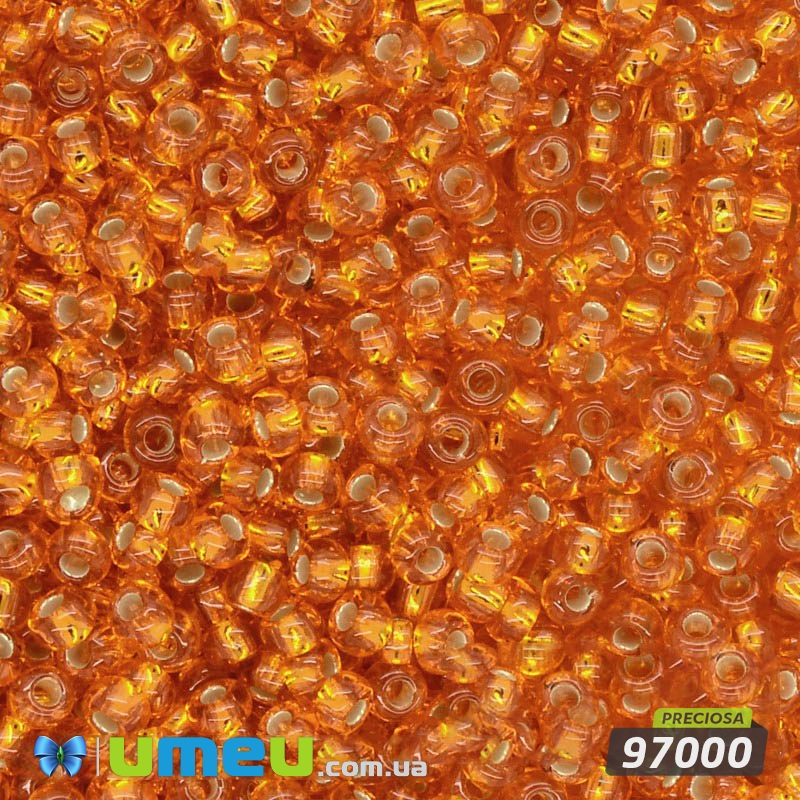 Бісер чеський №307 / 97000, Апельсиновий, Блискучий, 10/0 (BIS-003777)