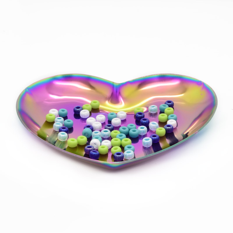 Декоративна тарілка із нерж. ст., 90х85х10 мм, Серце, Різнокольорова (INS-051980)
