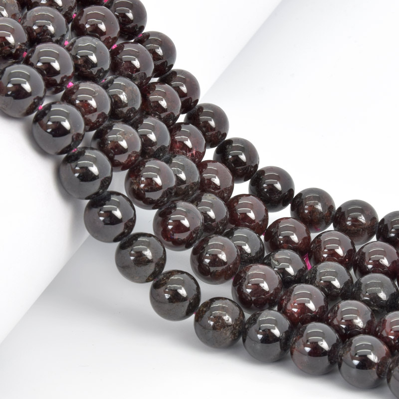 Бусины Гранат, Натур. камень, 10 мм, Круглые, 19 см (BUS-058082)