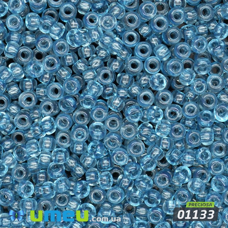 Бісер чеський №738/01133, Бірюзовий, Прозорий, 10/0 (BIS-047733)