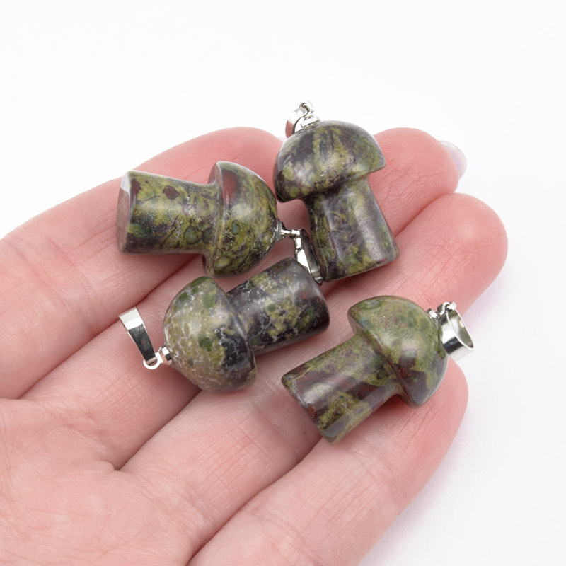 Підвіска Грибочок, Натур. камінь Яшма Кров дракона, 25х15 мм (POD-058599)