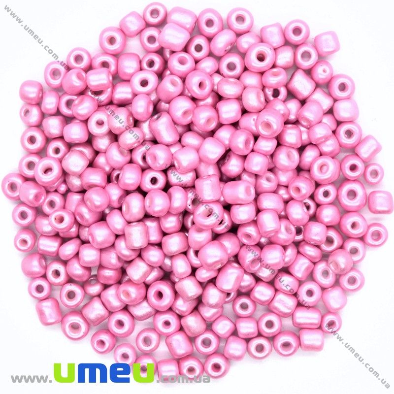Бісер китайський великий, 6/0, Рожевий металік, 4 мм (BIS-025559)