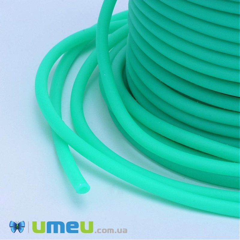 Шнур каучуковый полый, 3 мм, Бирюзовый (LEN-040188)