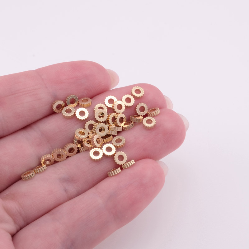 Бусины-разделители, 4х1,3 мм, Латунь с покрытием 14 kt (BUS-055831)