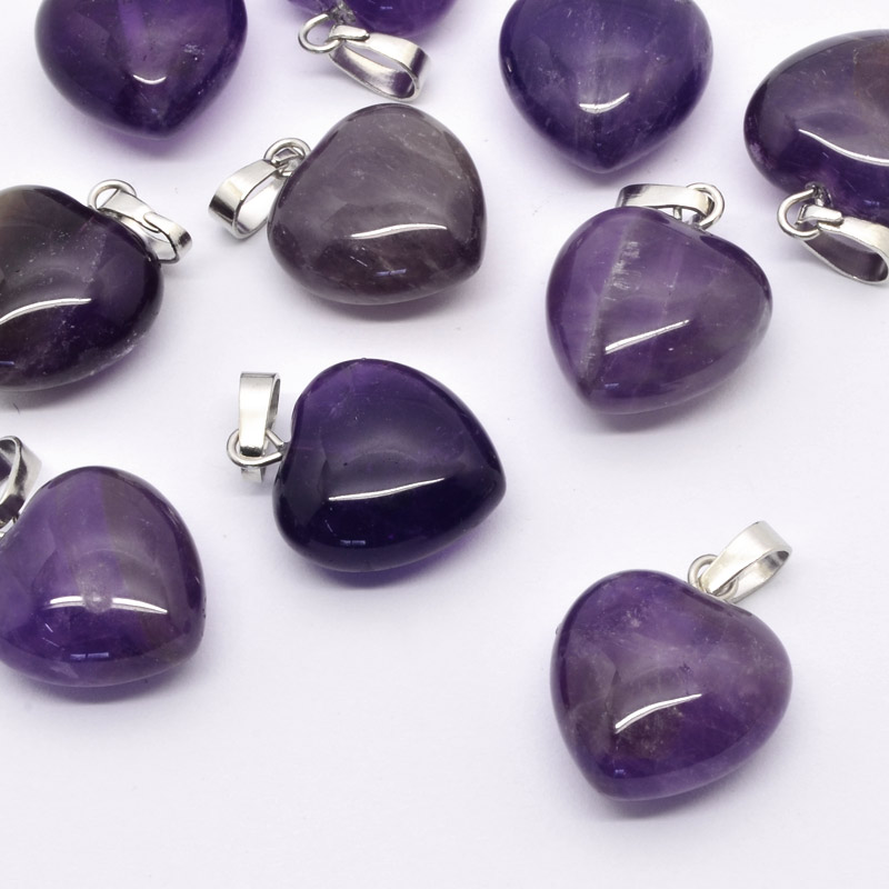 Підвіска Серце, Натур. камінь Аметист, 18х15х10 мм (POD-054414)