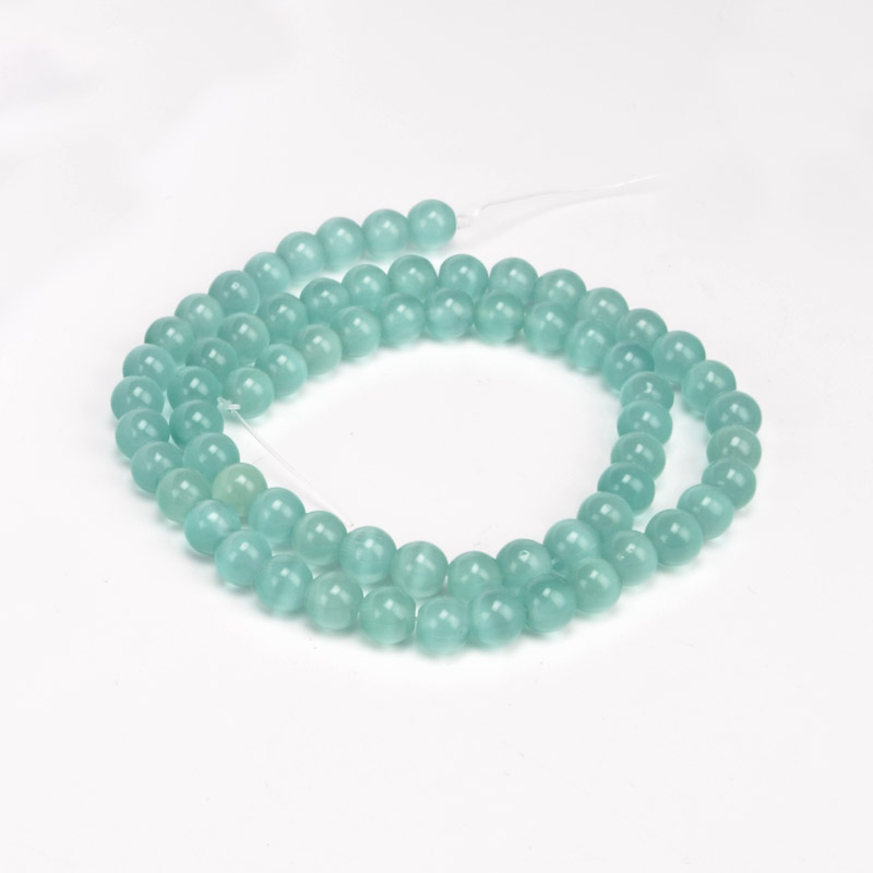 Бусины Кошачий глаз, Синт. камень, 6 мм, Мятные, Круглые (BUS-054243)