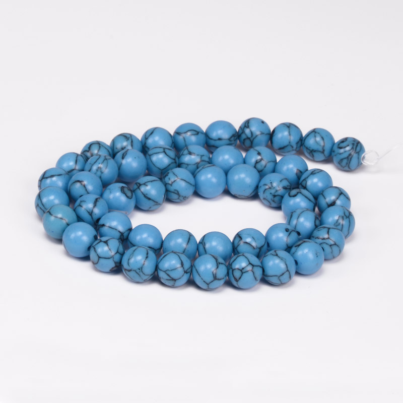 Намистини Бірюза, Синт. камінь, 8 мм, Круглі (BUS-056102)