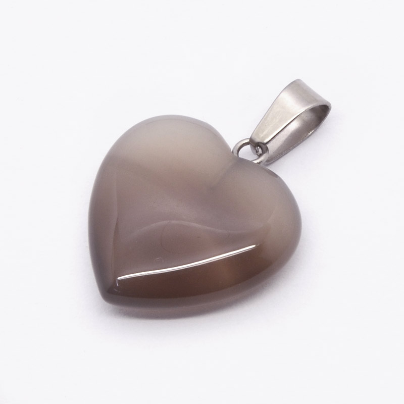 Підвіска Серце, Натур. камінь Агат сірий, 20х20 мм (POD-054355)