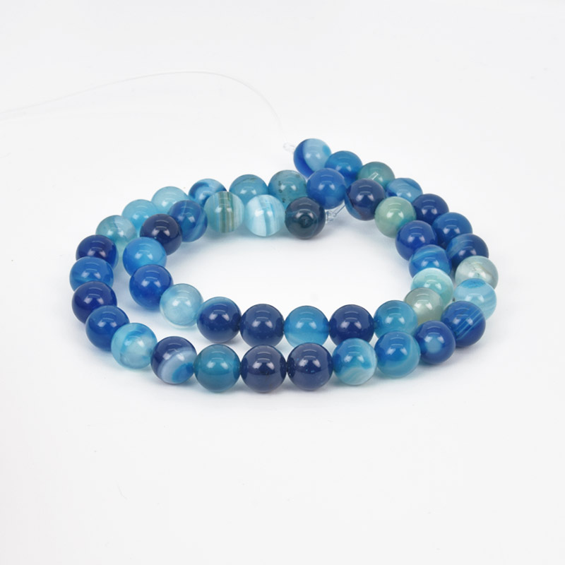 Намистини Агат синій, Натур. камінь, 8 мм, Круглі (BUS-051691)