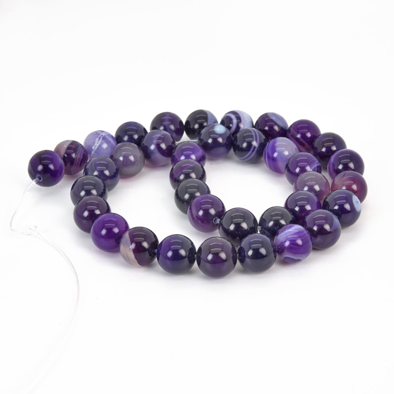 Намистини Агат фіолетовий, Натур. камінь, 10 мм, Круглі (BUS-058085)