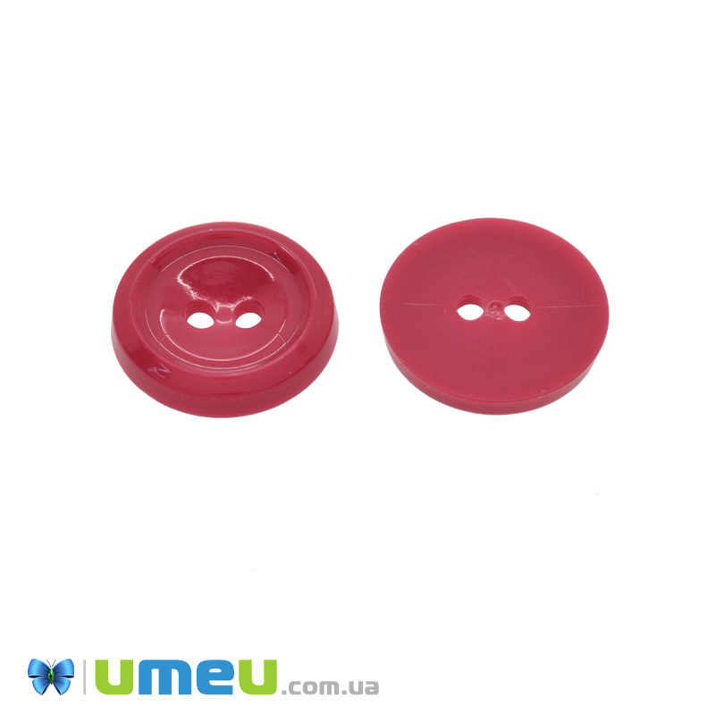 Гудзик пластиковий Круглий, 17,5 мм, Малиновий (PUG-047912)