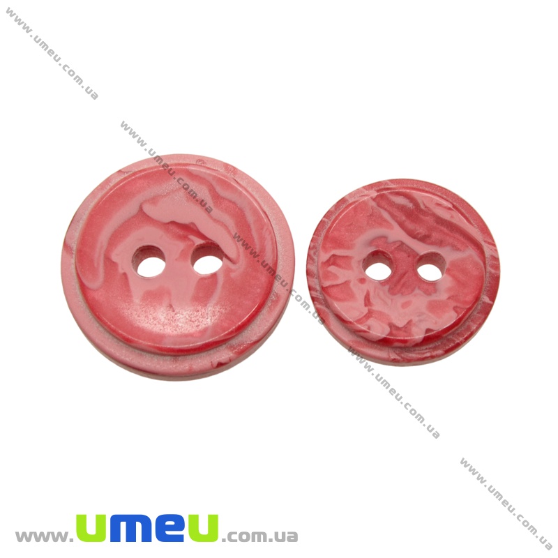 Пуговица пластиковая Круглая, 15 мм, Красная (PUG-021391)