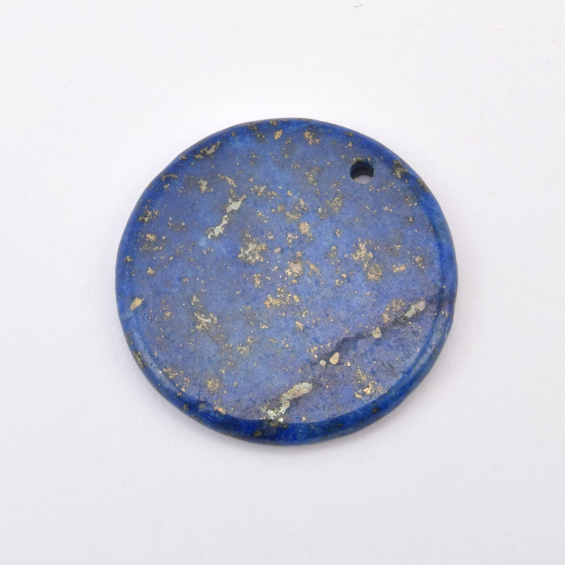 Підвіска Кругла плоска, Натур. камінь Ляпіс Лазурит, 30 мм (POD-058640)