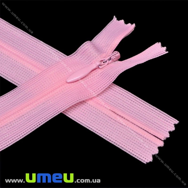 Блискавка (змійка) потайна нероз'ємна, 50 см, Тип 3, Рожева світла (ZIP-016037)