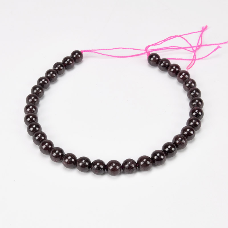 Бусины Гранат, Натур. камень, 6 мм, Круглые, 19 см (BUS-060930)