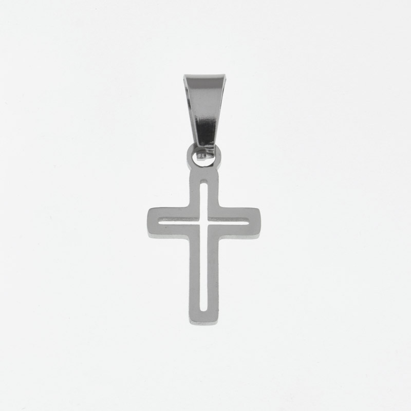 Підвіска з нерж. сталі Хрест, 18х10,5 мм, Темне срібло (STL-060706)