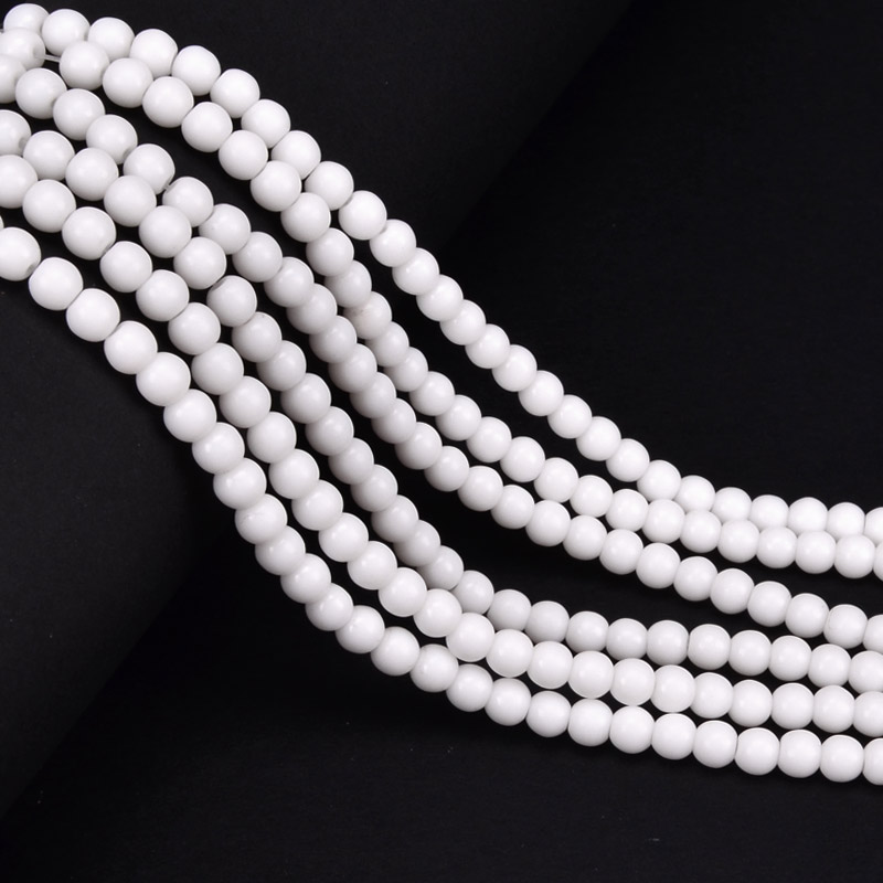 Намистини Мармур білий, Синт. камінь, 4,5 мм, Круглі (BUS-051864)