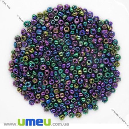 Бісер китайський великий, 6/0, Ірис фіолетовий перламутровий, 4 мм (BIS-000625)