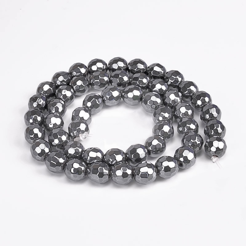Бусины Гематит, Натур. камень, 8 мм, Круглые граненые (BUS-051657)