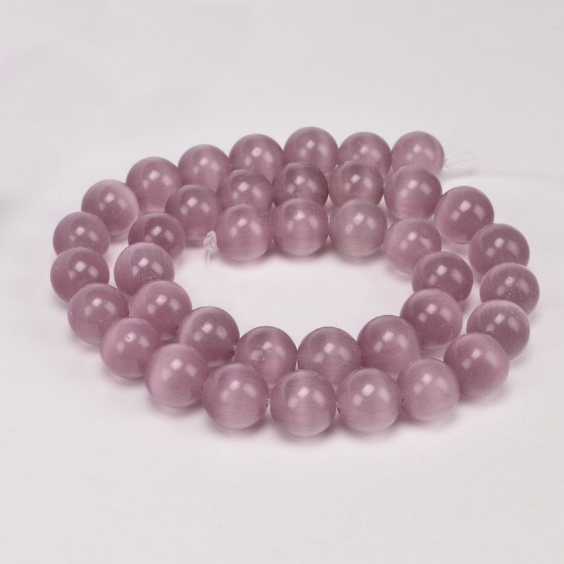 Бусины Кошачий глаз, Синт. камень, 10 мм, Пудровые, Круглые (BUS-054263)