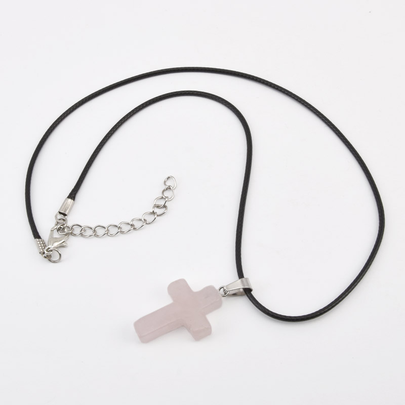 Подвеска на шнурке, Натур. камень Кварц розовый (POD-058257)