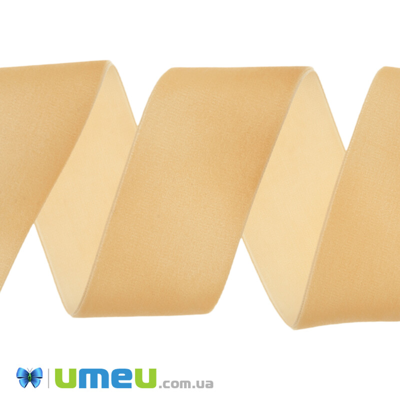 Стрічка оксамитова, 38 мм, Бежева (LEN-042195)