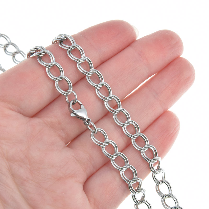 Основа на шею из нерж. ст., Цепь двойная, 6 мм, 45 см (STL-058294)