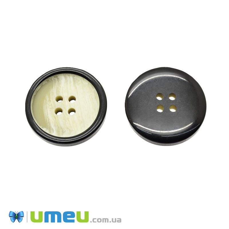 Гудзик пластиковий Круглий, 28 мм, Бежевий (PUG-046566)