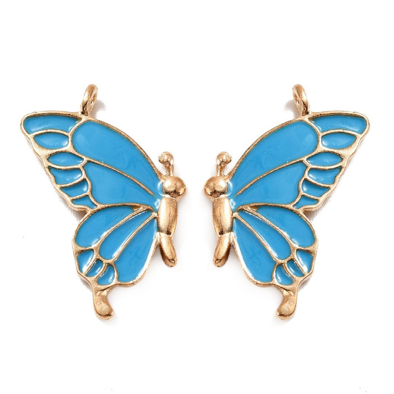 Підвіска метал. Метелик парний синій, 34х32 мм, Золото (POD-053763)