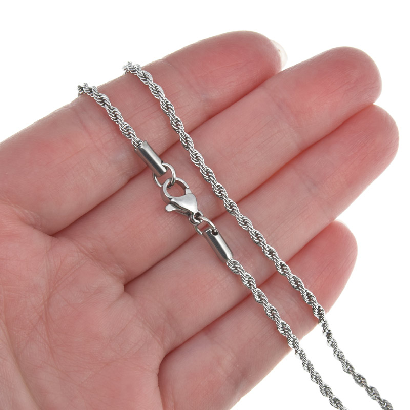 Основа на шею из нерж. ст., Темное серебро, 2 мм, 55 см (STL-058299)