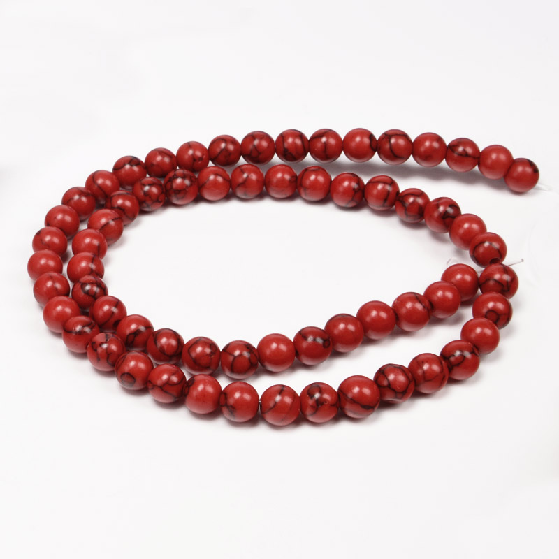 Бусины Говлит окрашенный, Натур. камень, 6,5 мм, Круглые (BUS-053967)