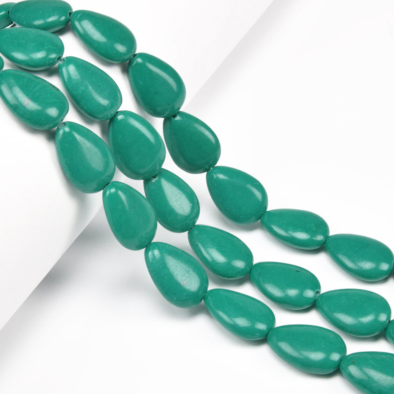 Намистини Бірюза, Синт. камінь, 18х13 мм, Крапля (BUS-056184)