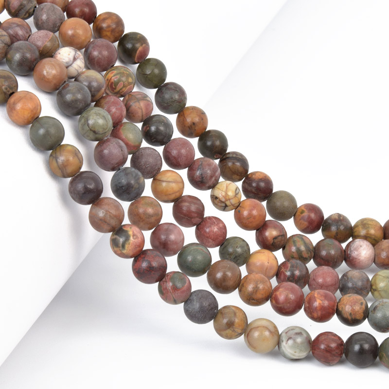 Бусины Яшма Пикассо, Натур. камень, 6,5 мм, Круглые (BUS-058027)