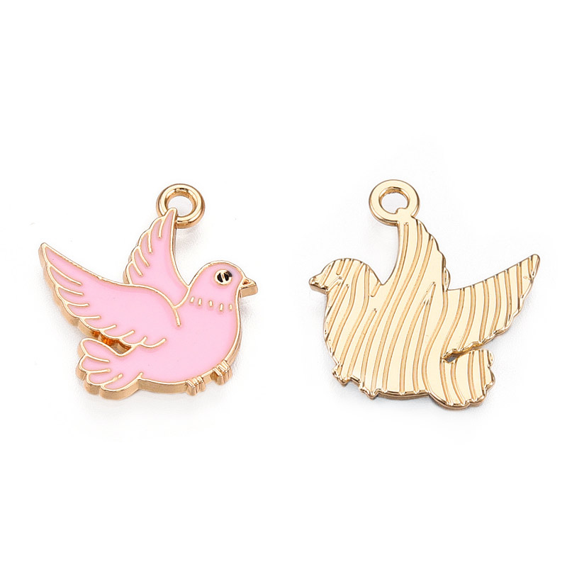Подвеска метал. Голубь Мира розовый, 20х18 мм, Золото (POD-053635)
