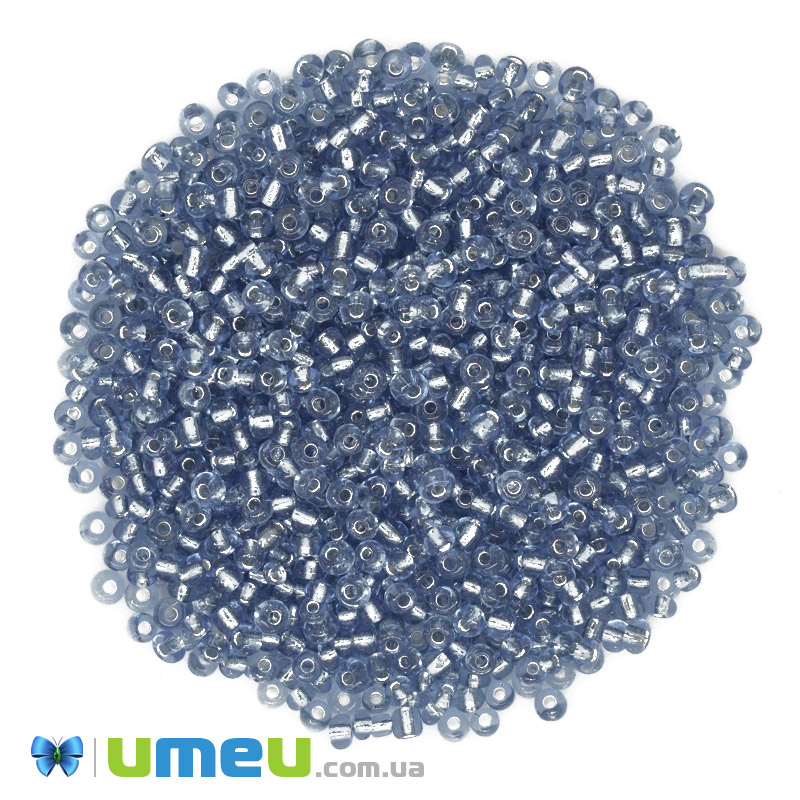 Бісер китайський середній, 8/0, Синій блискучий, 3 мм (BIS-007989)