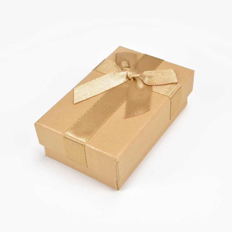 Подарункова коробочка Прямокутна з бантиком, 8х5х2,5 см, Бежева (UPK-057113)