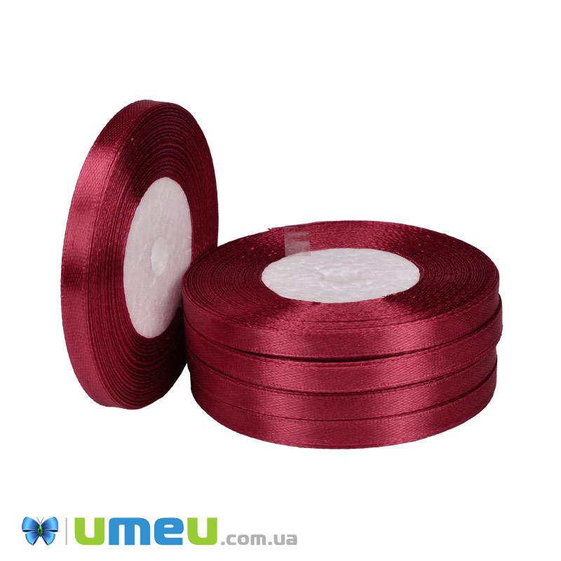 Атласная лента, 6 мм, Бордовая (LEN-050971)